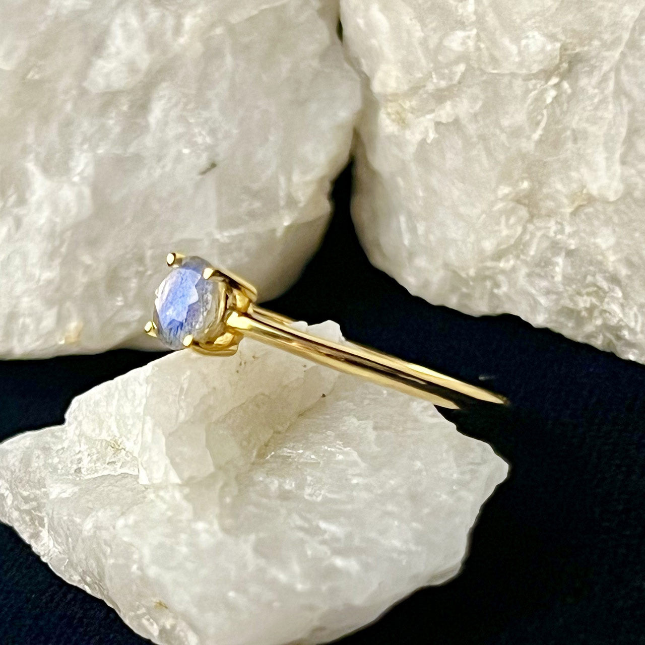 LABRADORITE RING VERMEIL YELLOW GOLD