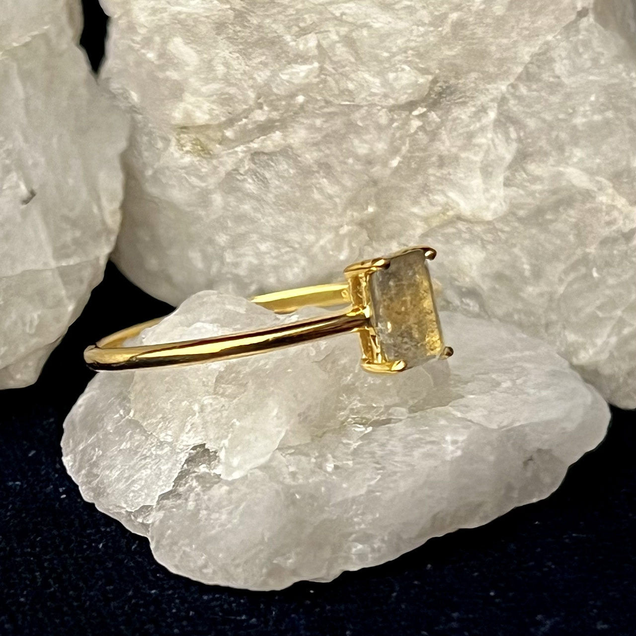 LABRADORITE RINGS VERMEIL YELLOW GOLD