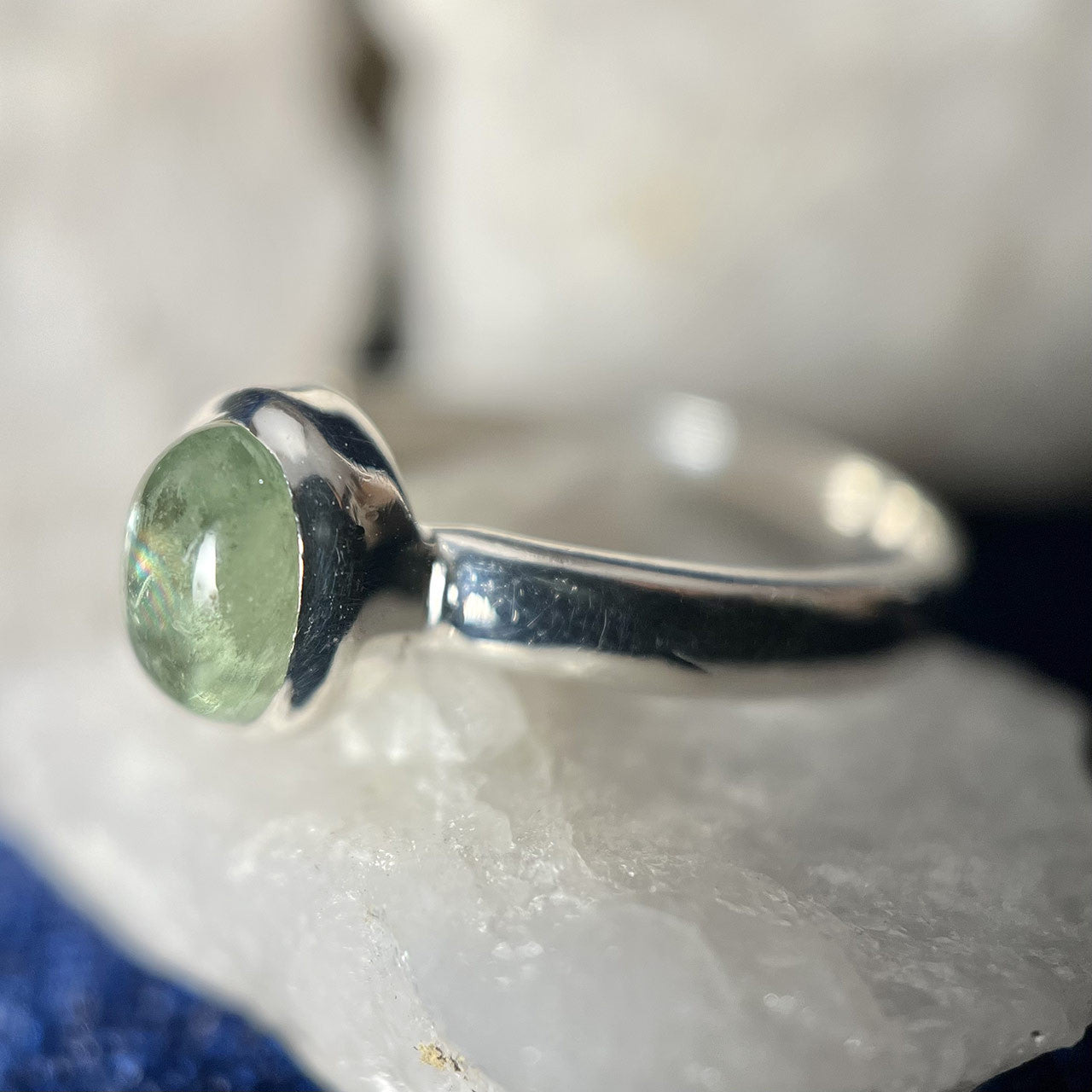 GREEN KYANITE RING SIZE STERLING SILVER