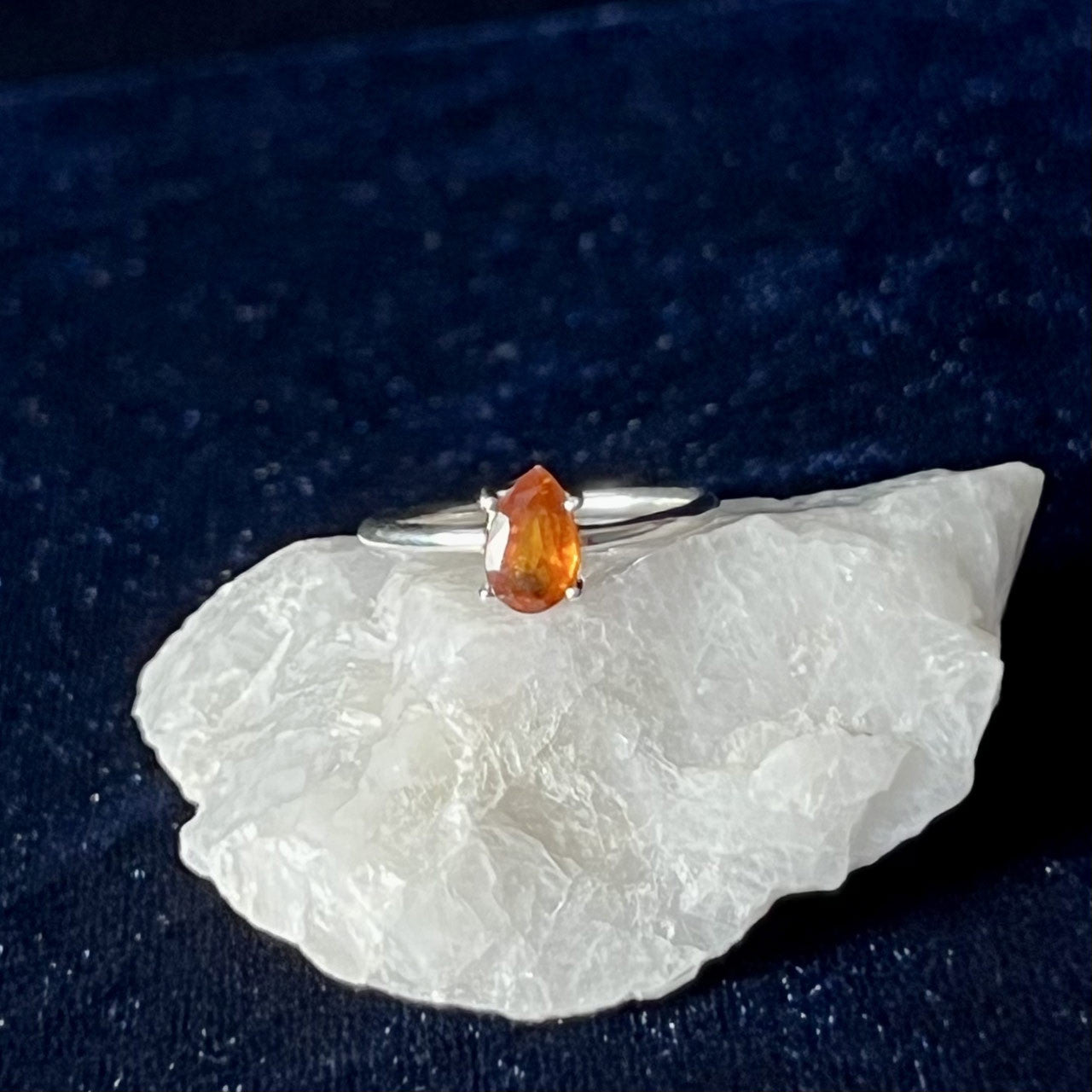 ORANGE KYANITE RING STERLING SILVER