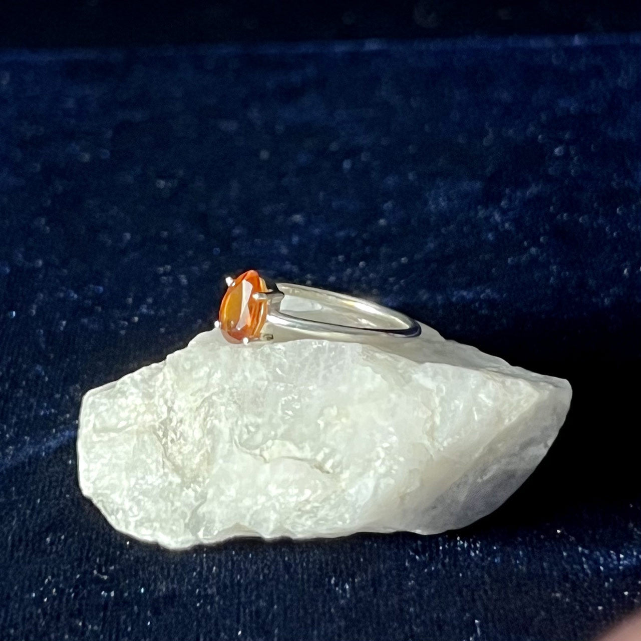 ORANGE KYANITE RING STERLING SILVER