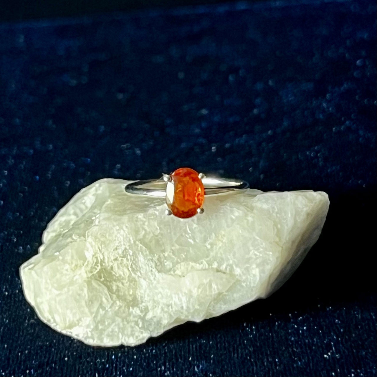 ORANGE KYANITE RING STERLING SILVER