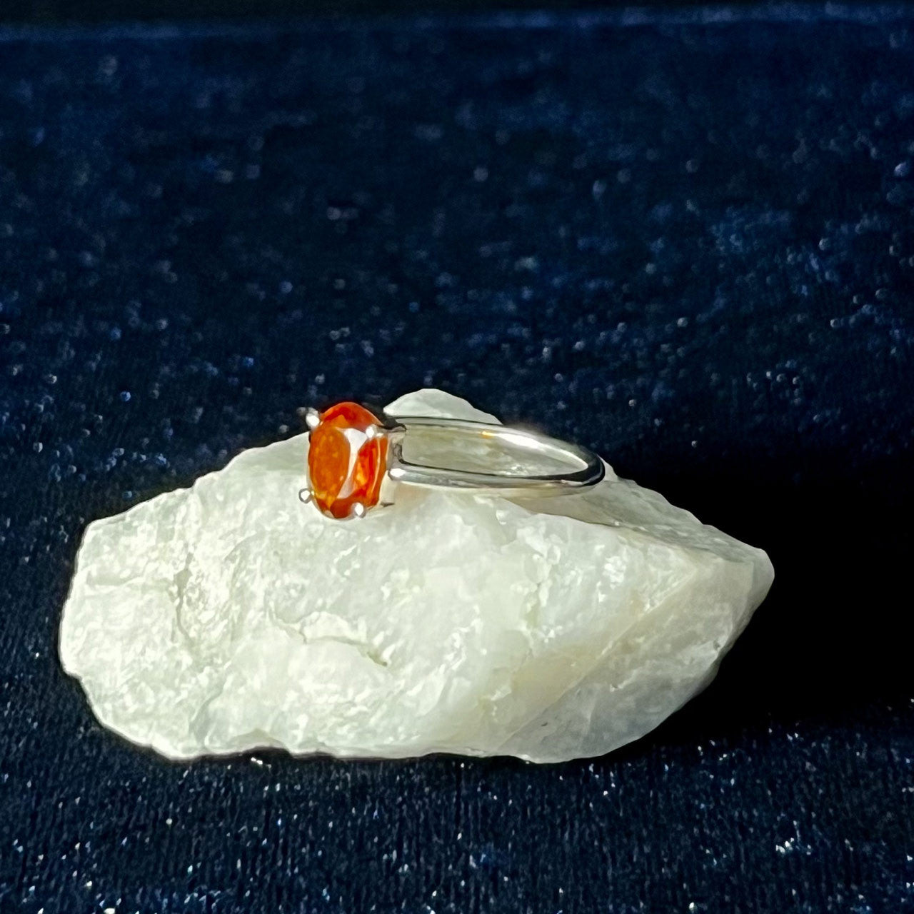 ORANGE KYANITE RING STERLING SILVER