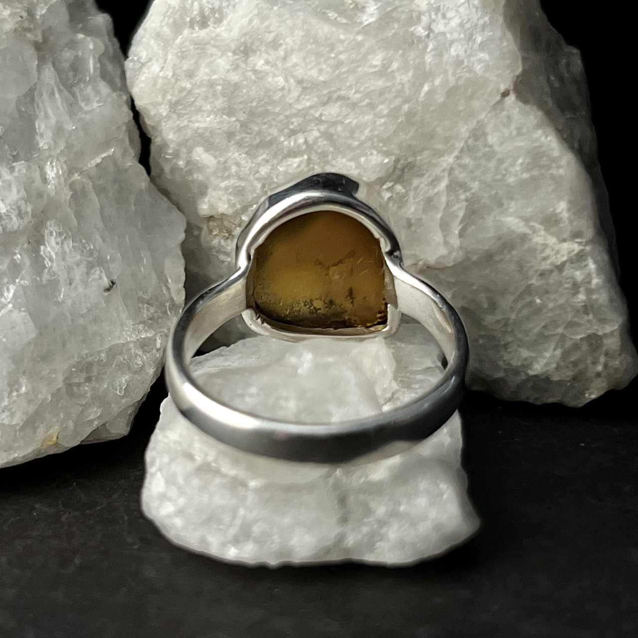 COGNAC QUARTZ RING STERLING SILVER