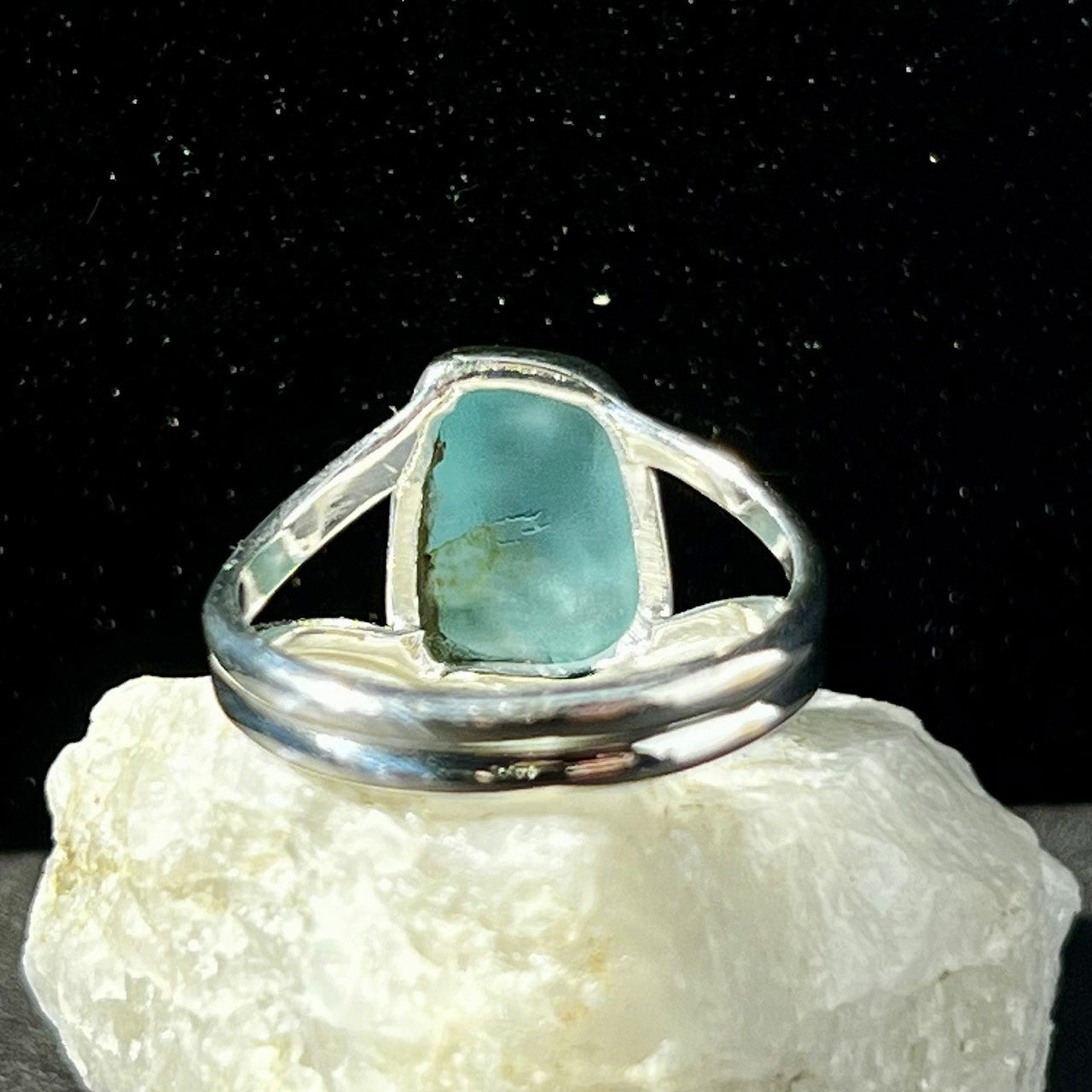 NEON BLUE APATITE RING STERLING SILVER