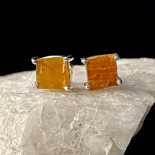 ORANGE KYANITE STUD STERLING SILVER