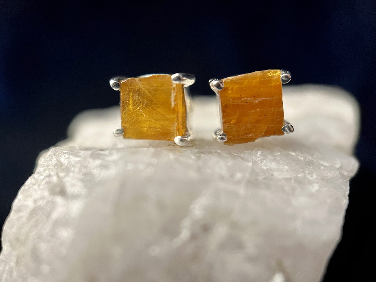 ORANGE KYANITE STUD STERLING SILVER