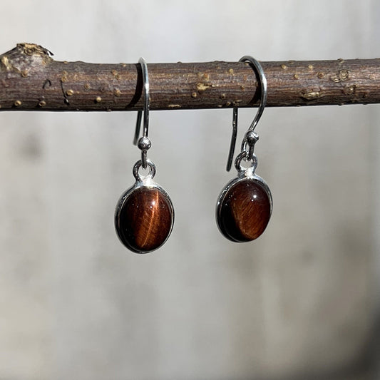 RED TIGER EYE EARRINGS STERLING SILVER