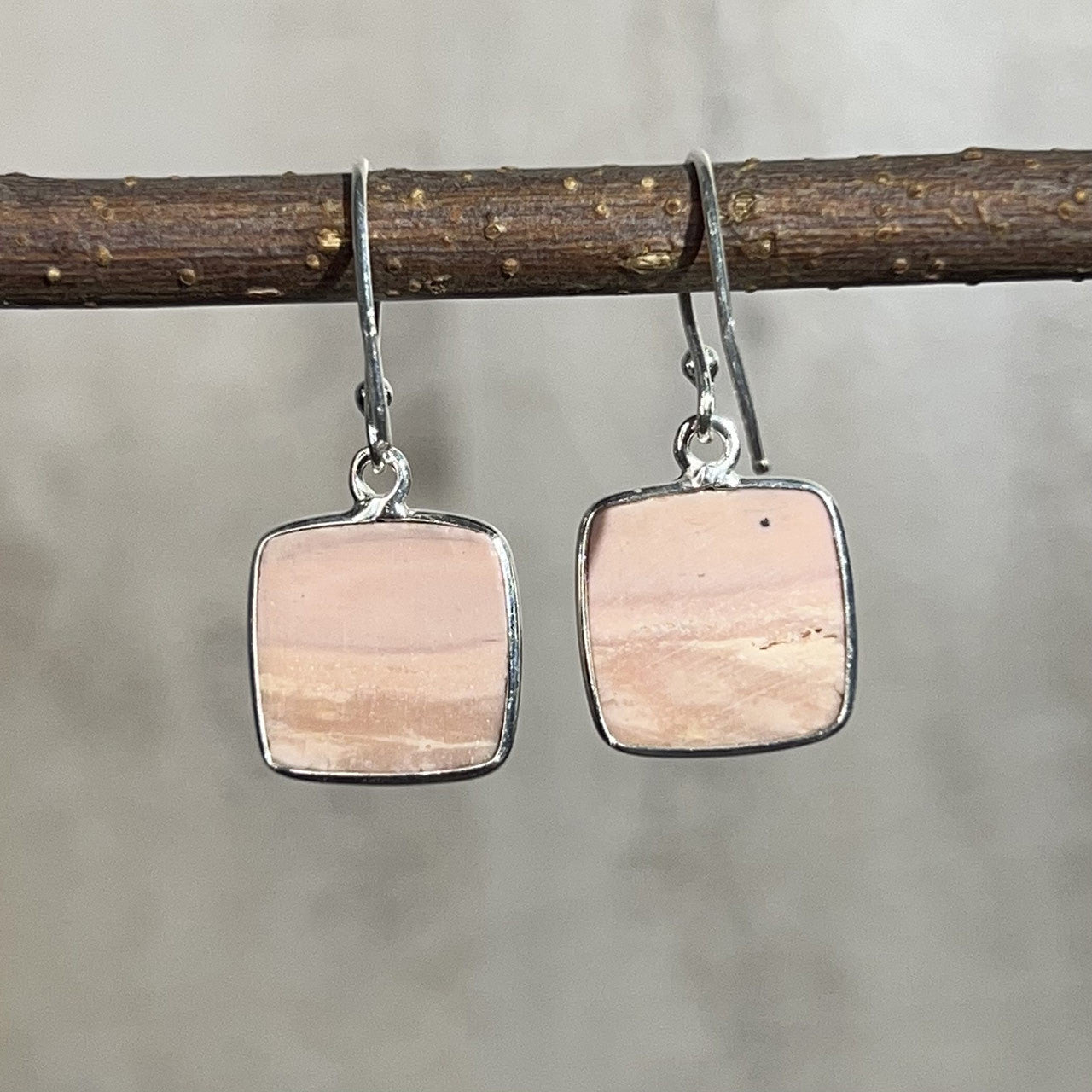 AUSTRALIAN PINK OPAL EARRINGS STERLING SILVER