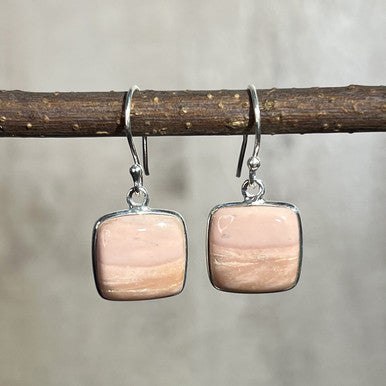 AUSTRALIAN PINK OPAL EARRINGS STERLING SILVER