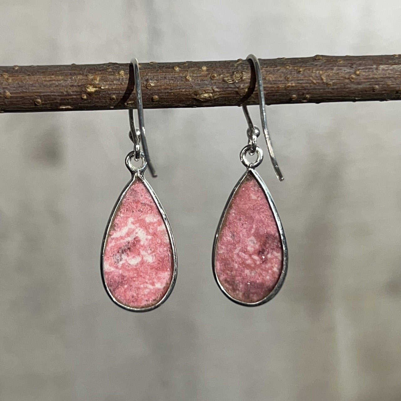 PINK THULITE EARRINGS STERLING SILVER