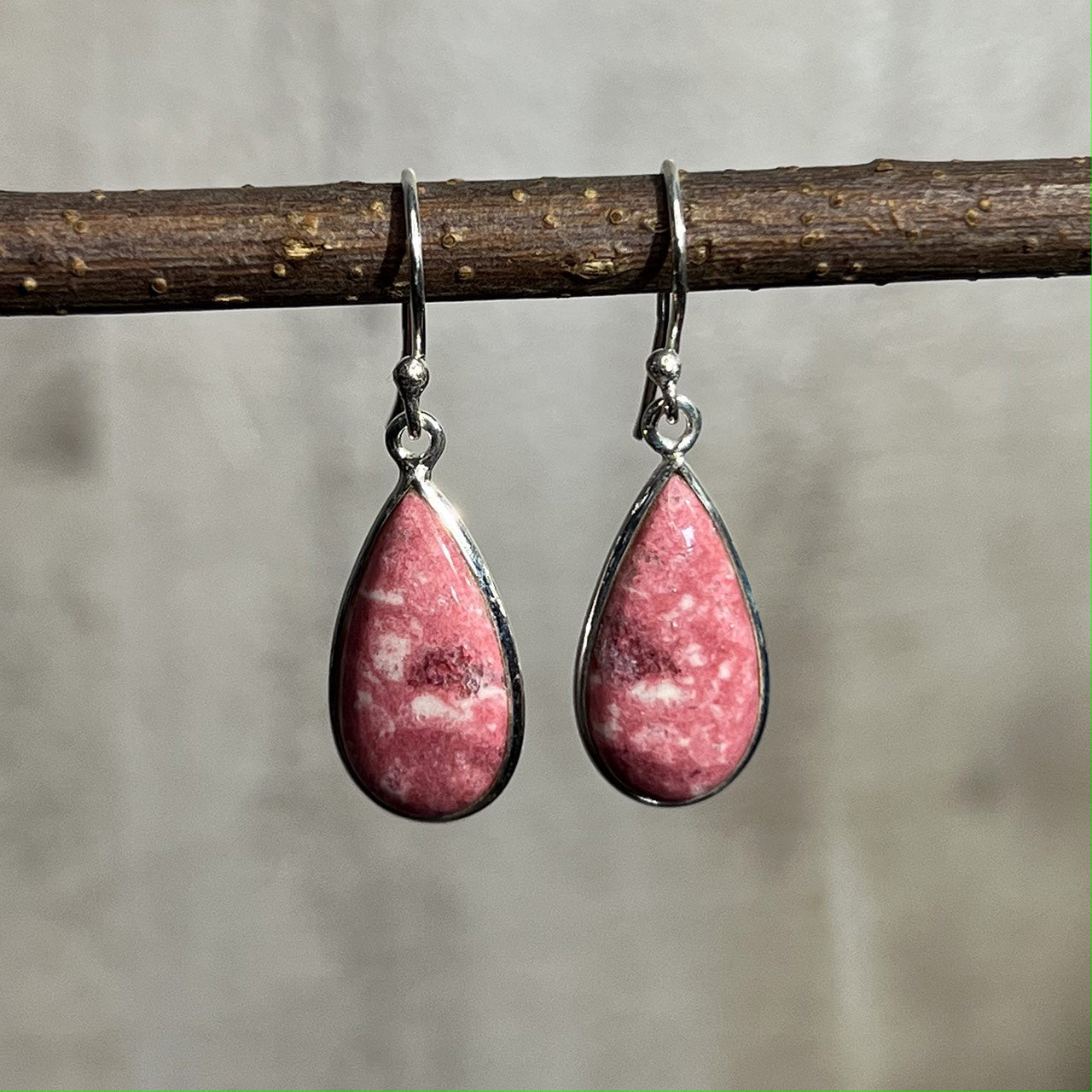 PINK THULITE EARRINGS STERLING SILVER