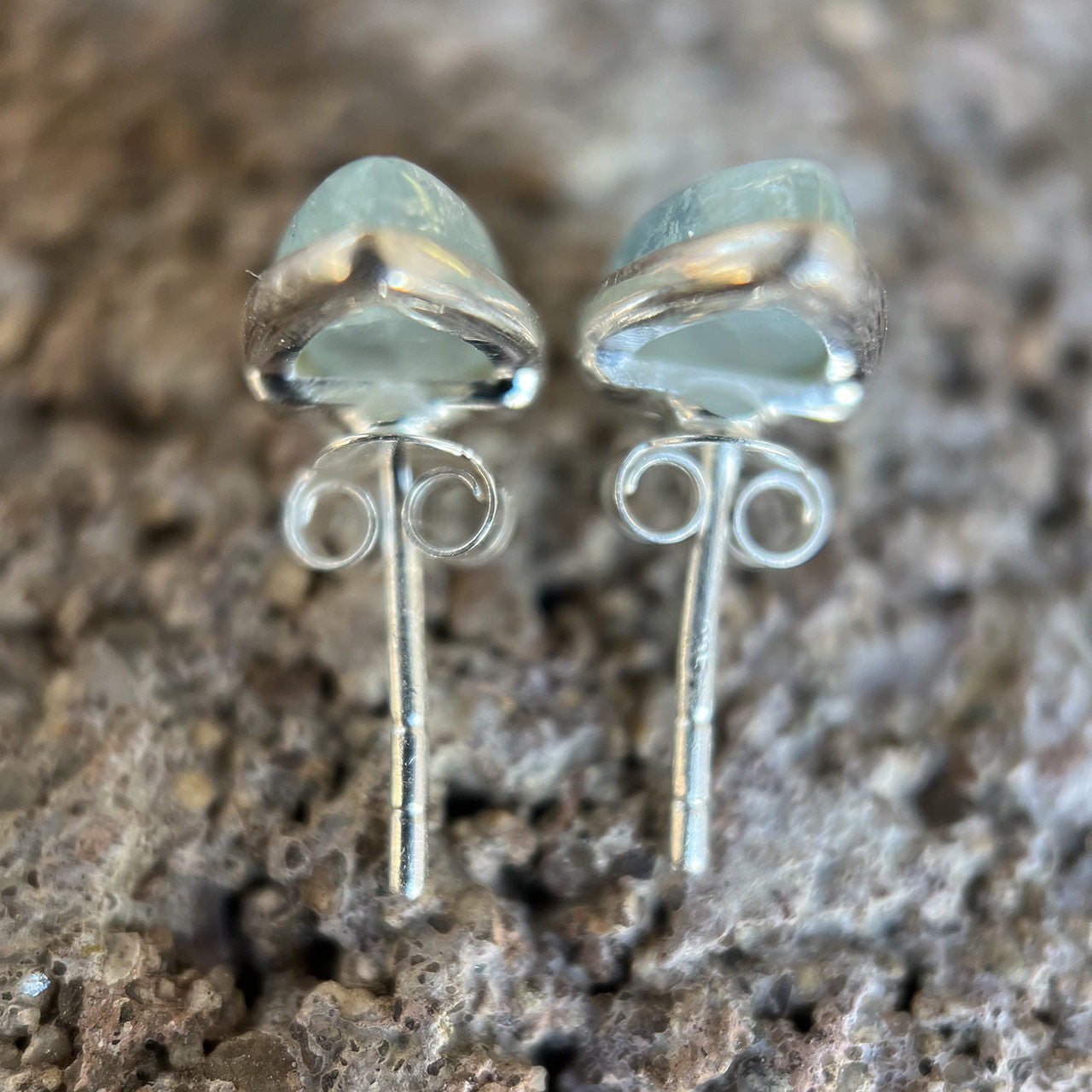 AQUAMARINE STUDS STERLING SILVER