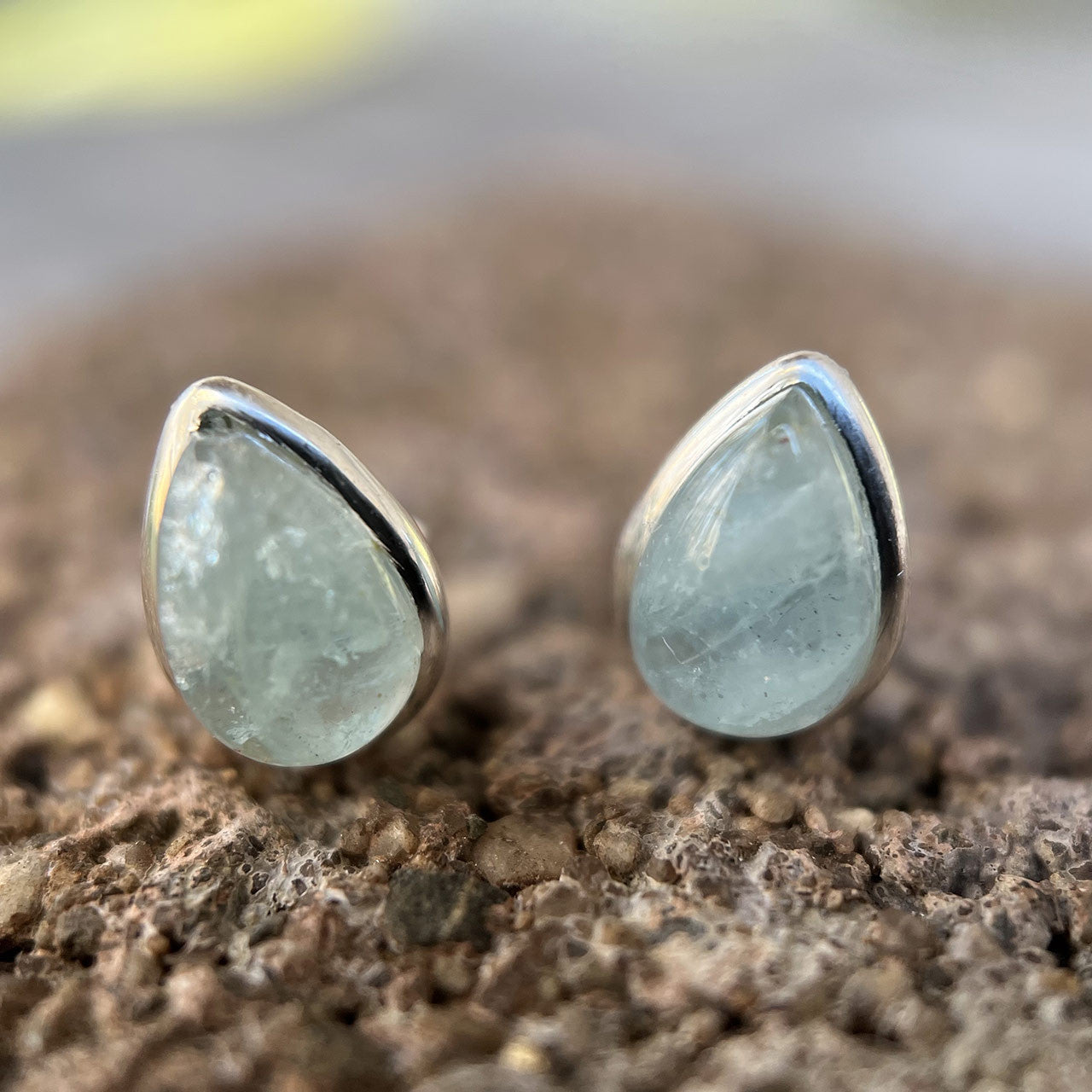 AQUAMARINE STUDS STERLING SILVER