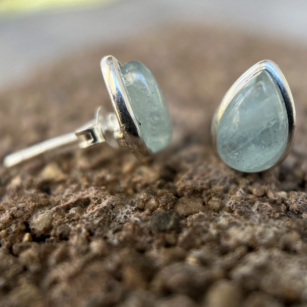 AQUAMARINE STUDS STERLING SILVER