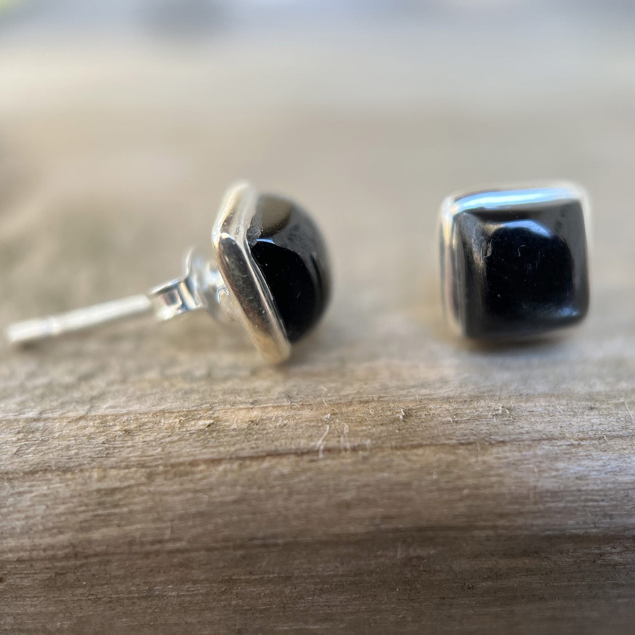 BLACK STAR EARRINGS STERLING SILVER STUD