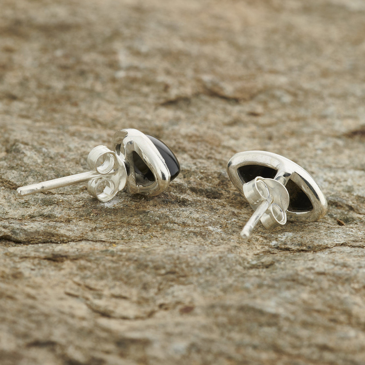 BLACK ONYX EARRINGS STERLING SILVER STUD